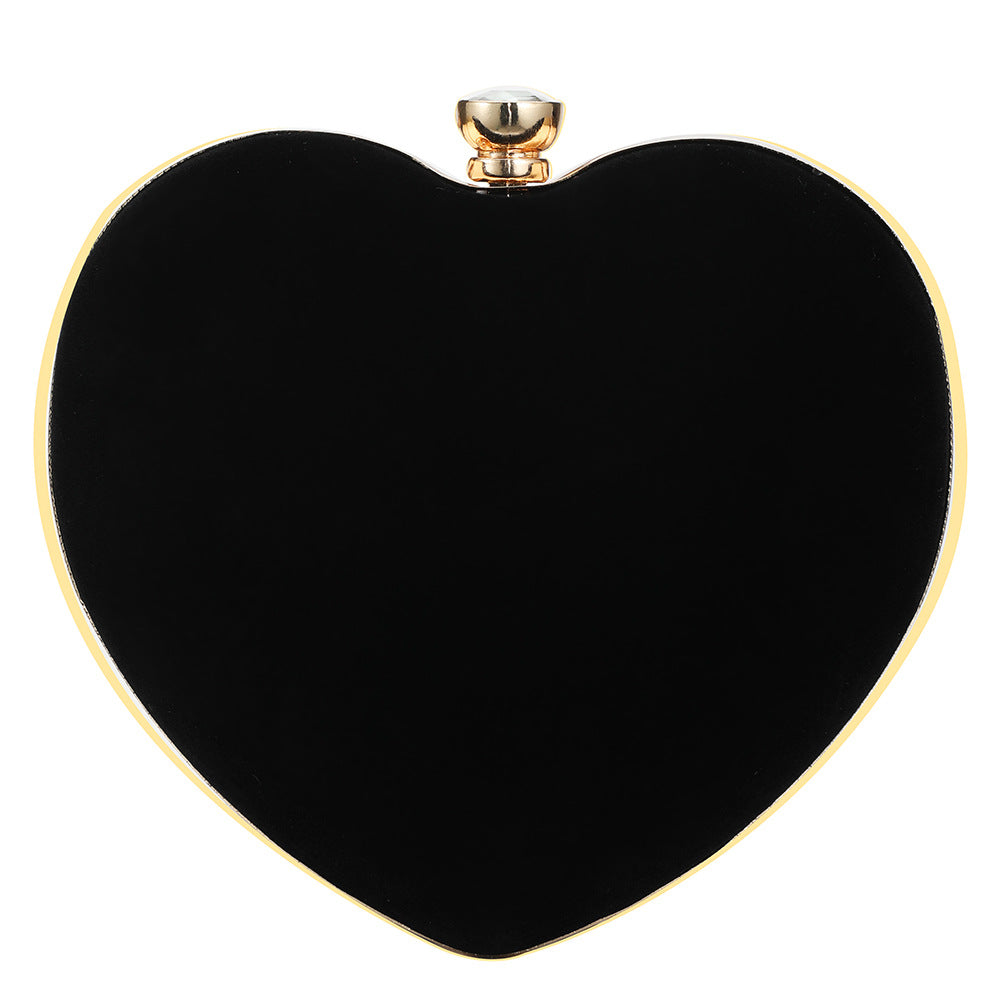 Women’s Black Heart Evening Clutch Bag with Chains image 2