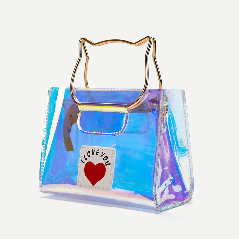 Women’s Cute Holographic Clear Handbags with Crossbody Chains image 2