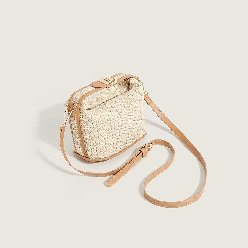 Women’s Beige Woven Crossbody Handbags image 6