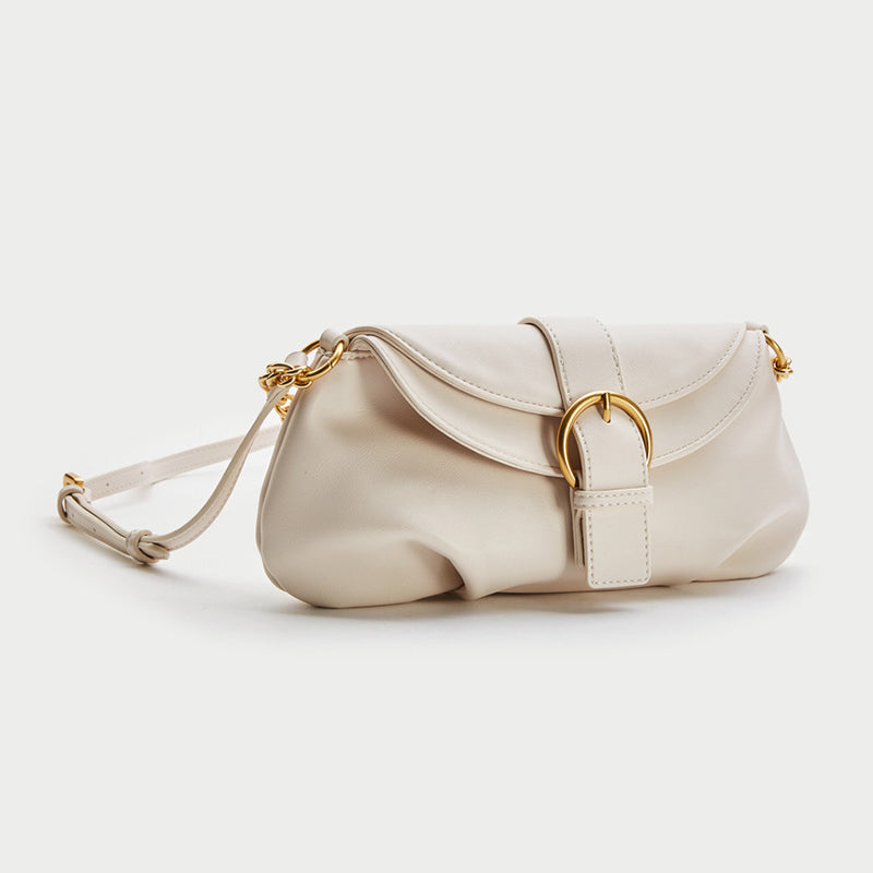 Women’s Chains Vegan Leather Baguette Bags in Ivory image 2