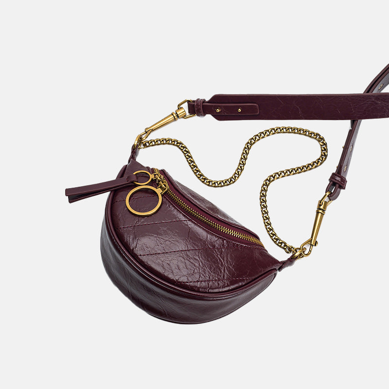 Women’s Chains Wrinkled Vegan Fanny Packs Crossbody Waist Packs image 9