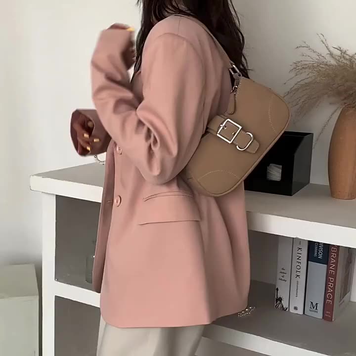 Women’s Buckle Baguette Bags in Vegan Leather image 2