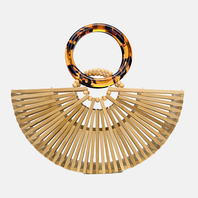 Women’s Bamboo Hollow Out Woven Beach Handbags image 3