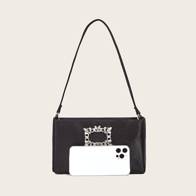 Women’s Black Satin Rhinestone Evening Bags image 4