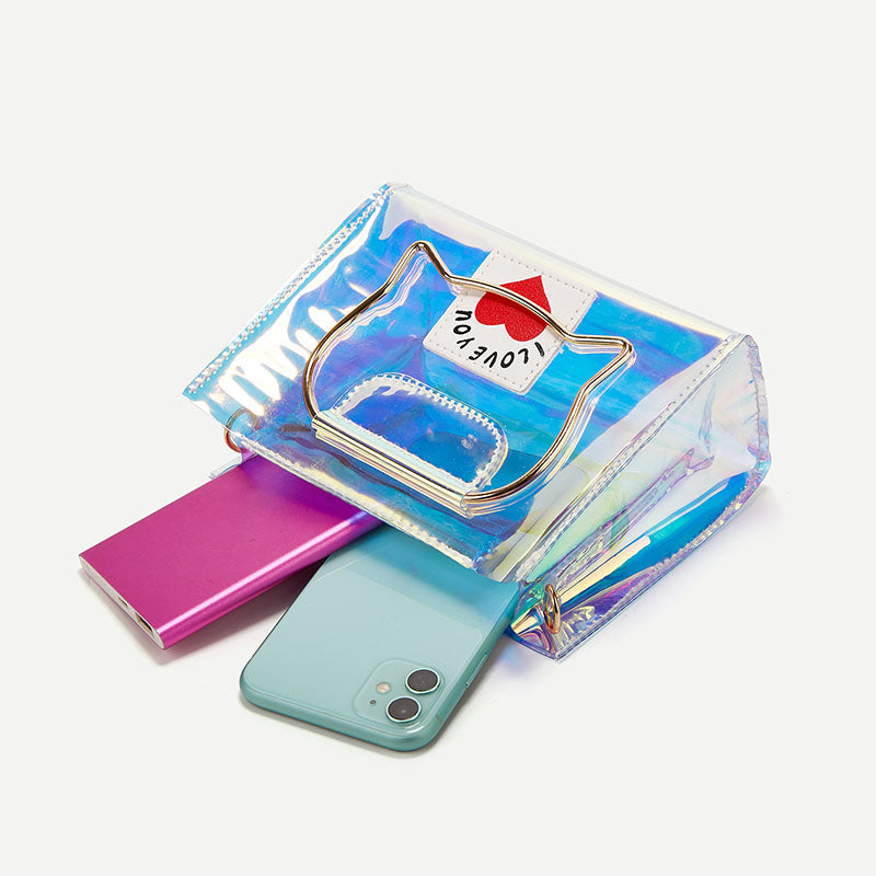 Women’s Cute Holographic Clear Handbags with Crossbody Chains image 4