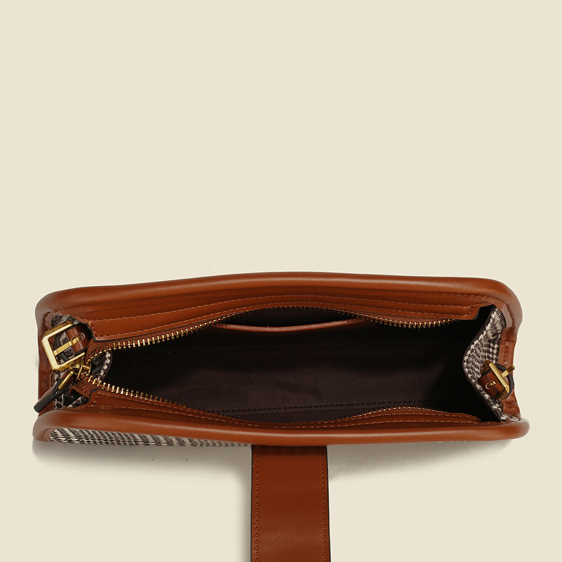 Women’s Brown Houndstooth Baguette Bags with Buckle image 7