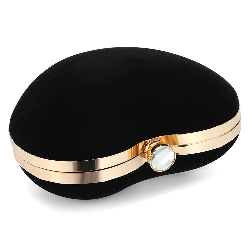 Women’s Black Heart Evening Clutch Bag with Chains image 4