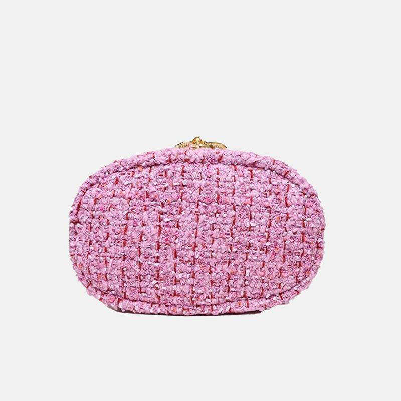 Women’s Chains Tweed Drawstring Shoulder Bucket Bags image 3