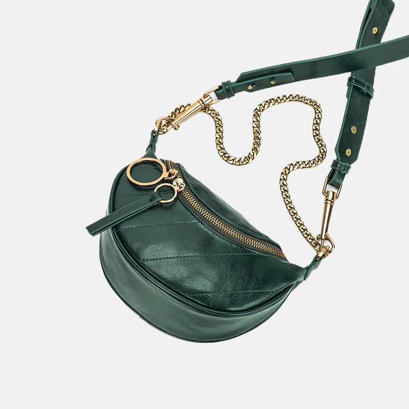 Women’s Chains Wrinkled Vegan Fanny Packs Crossbody Waist Packs image 2