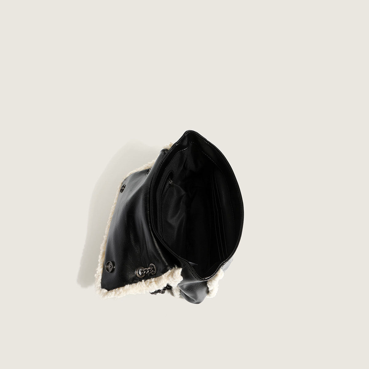 Women’s Faux Lamb Fur Chains Flap Shoulder Bags in Black image 5