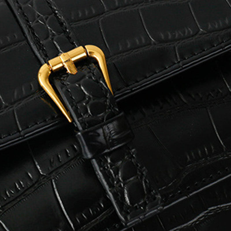 Women’s Croc Print Flap Baguette Bags in Vegan Leather image 6