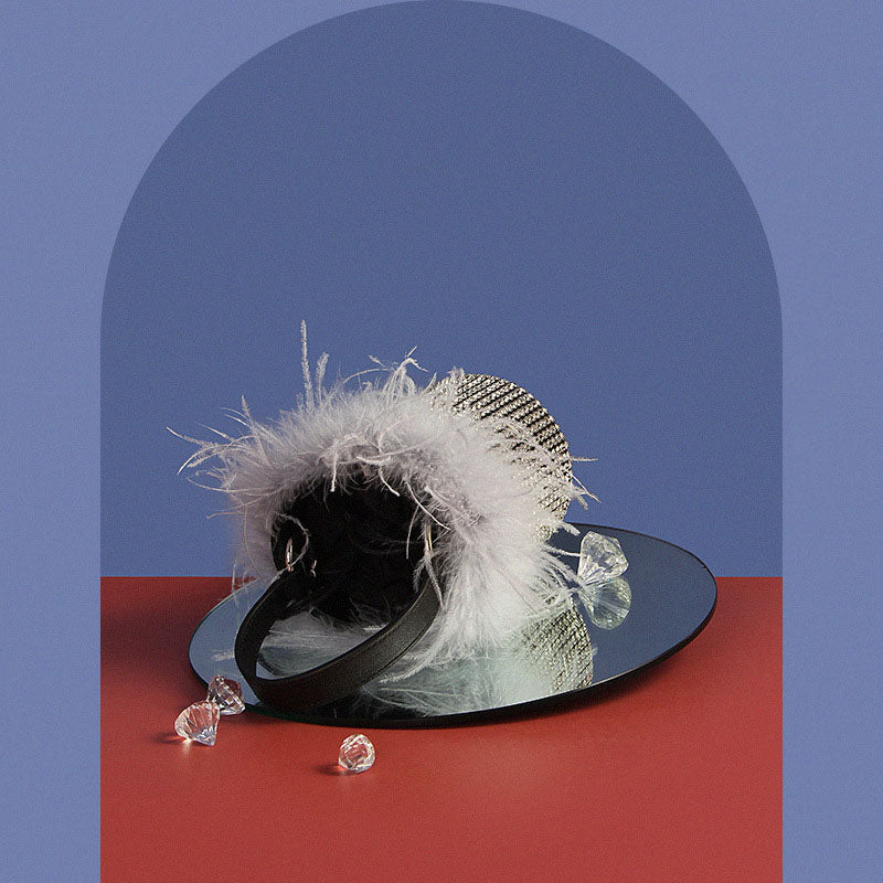 Women’s Feather Rhinestones Evening Bucket Bags image 4