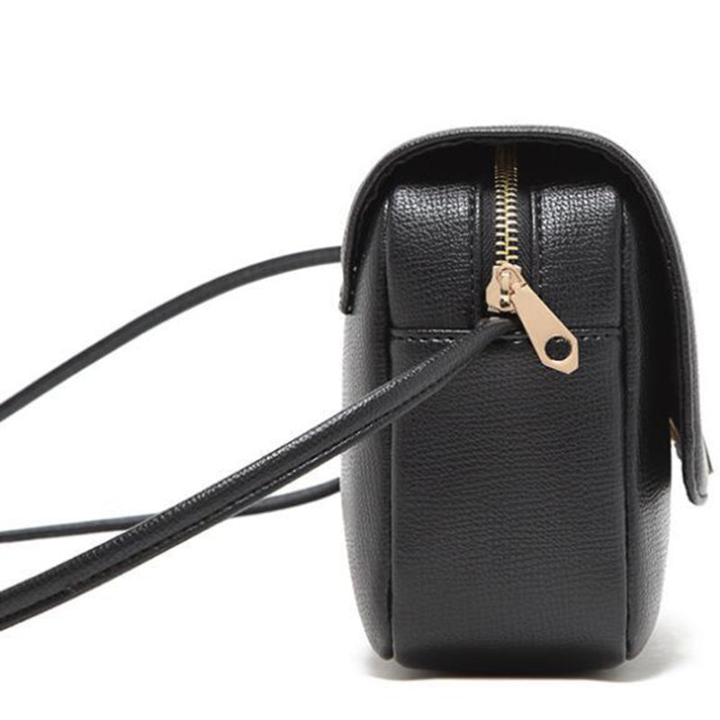 Women’s Black Flap Crossbody Bag in Vegan Leather image 3