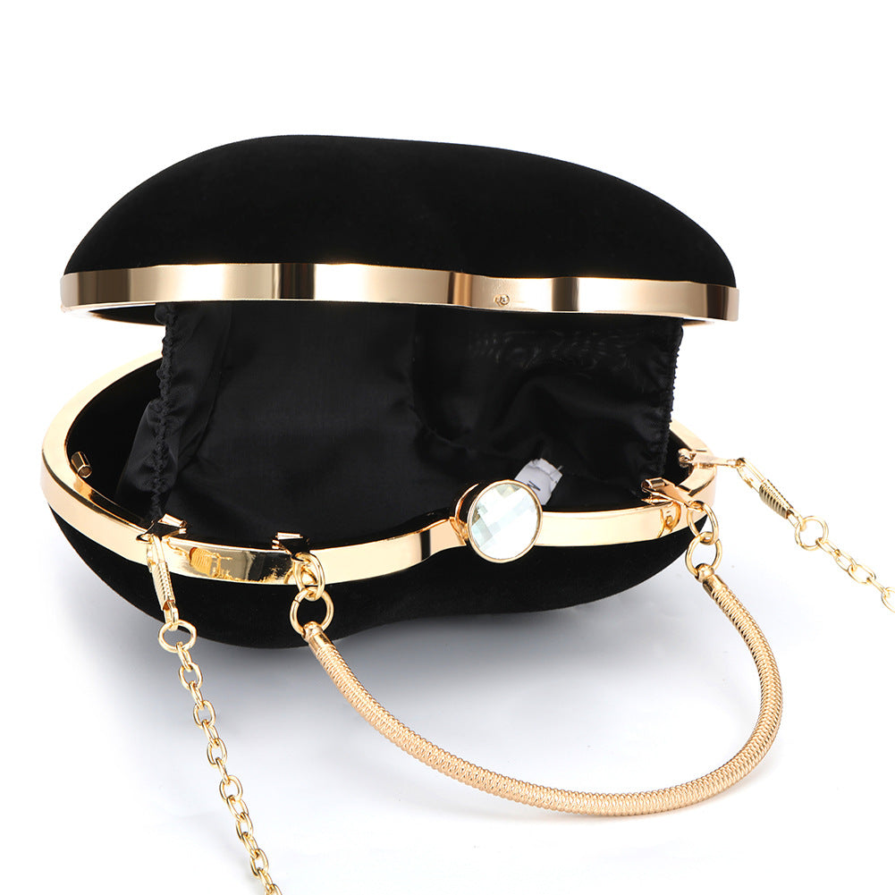 Women’s Black Heart Evening Clutch Bag with Chains image 5