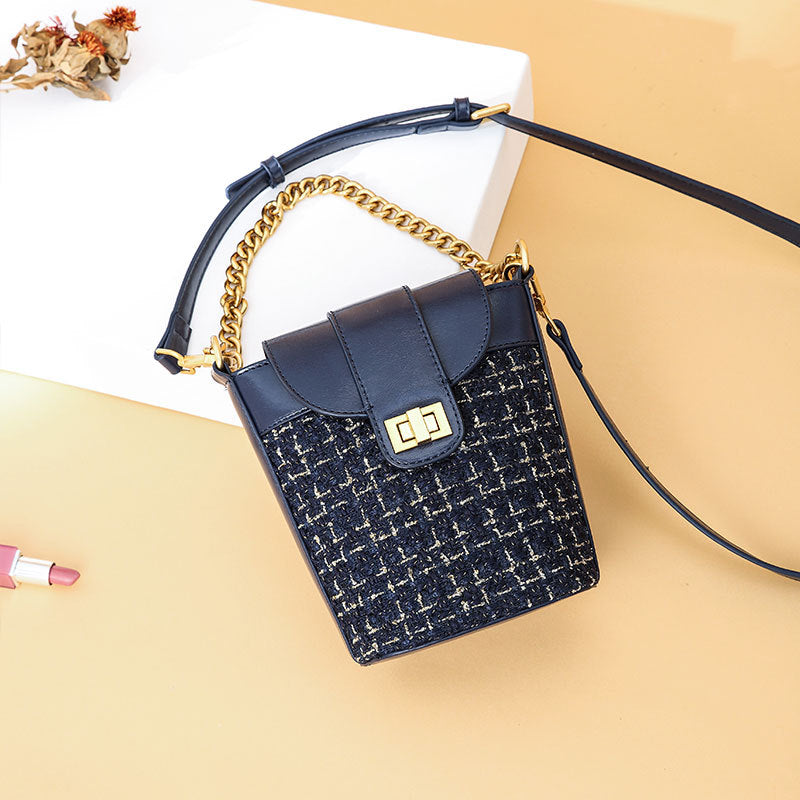 Women’s Braided Mini Crossbody Bucket Bags in Vegan Leather image 4