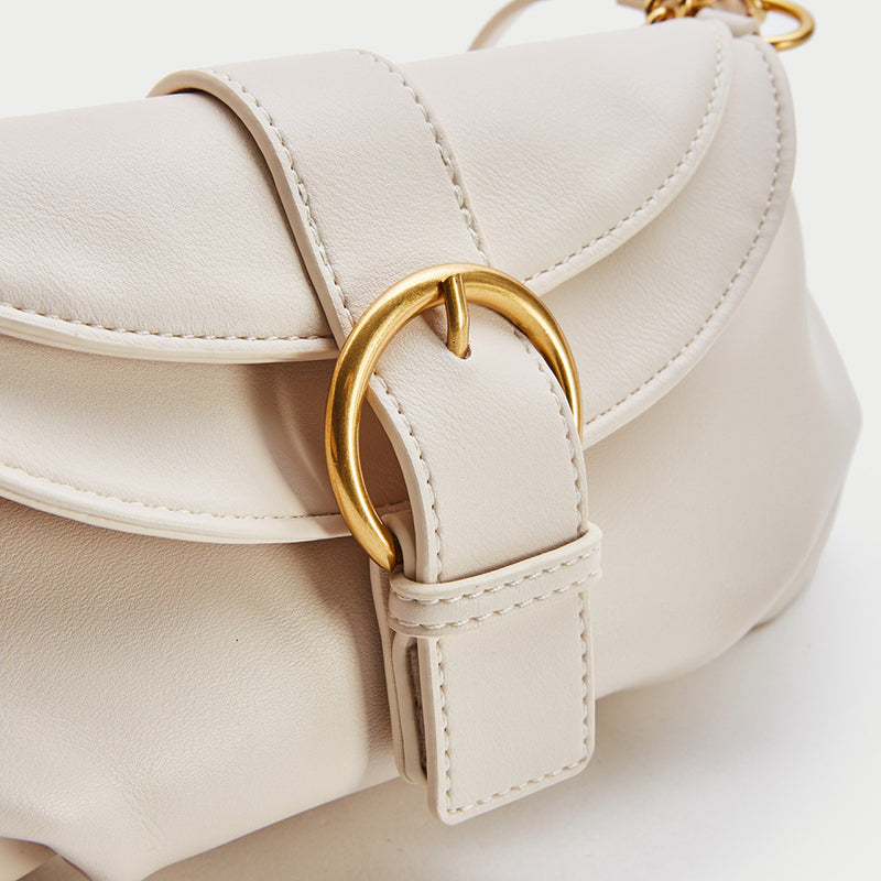 Women’s Chains Vegan Leather Baguette Bags in Ivory image 6