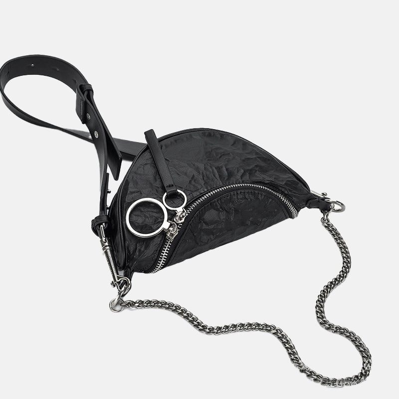 Women’s Chains Wrinkled Vegan Fanny Packs Crossbody Waist Packs image 13