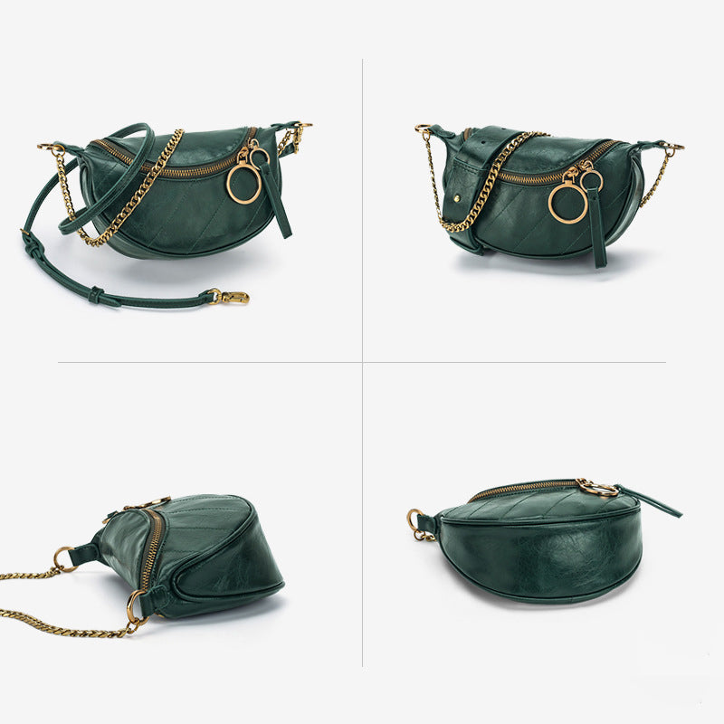 Women’s Chains Wrinkled Vegan Fanny Packs Crossbody Waist Packs image 3