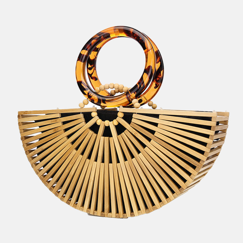 Women’s Bamboo Hollow Out Woven Beach Handbags image 2