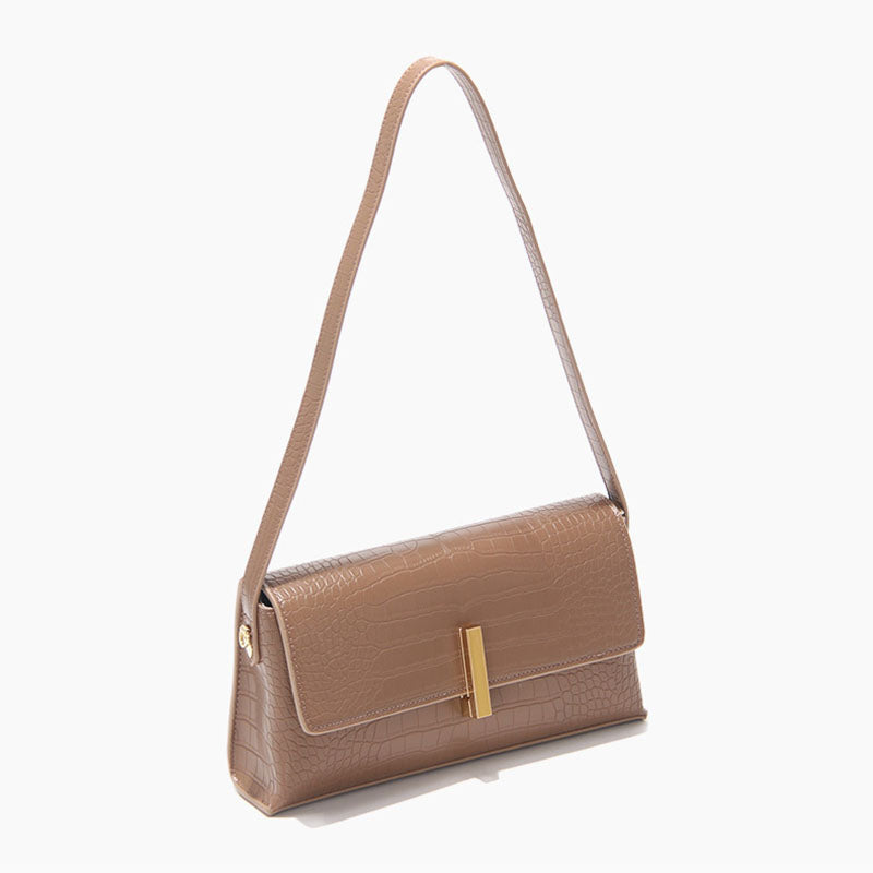 Women’s Croc Mini Baguette Bags in Brown Vegan Leather image 2