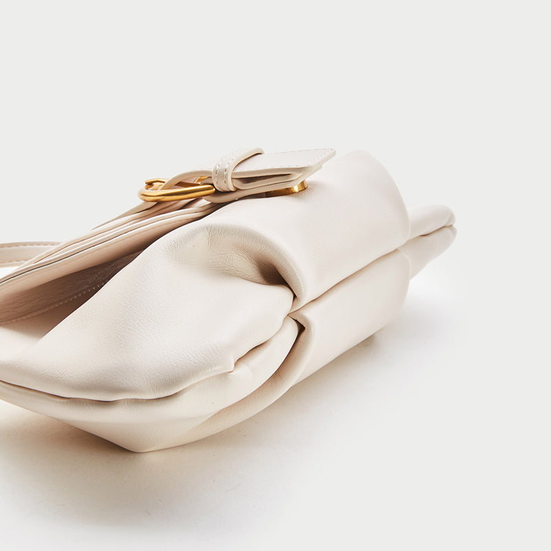 Women’s Chains Vegan Leather Baguette Bags in Ivory image 4