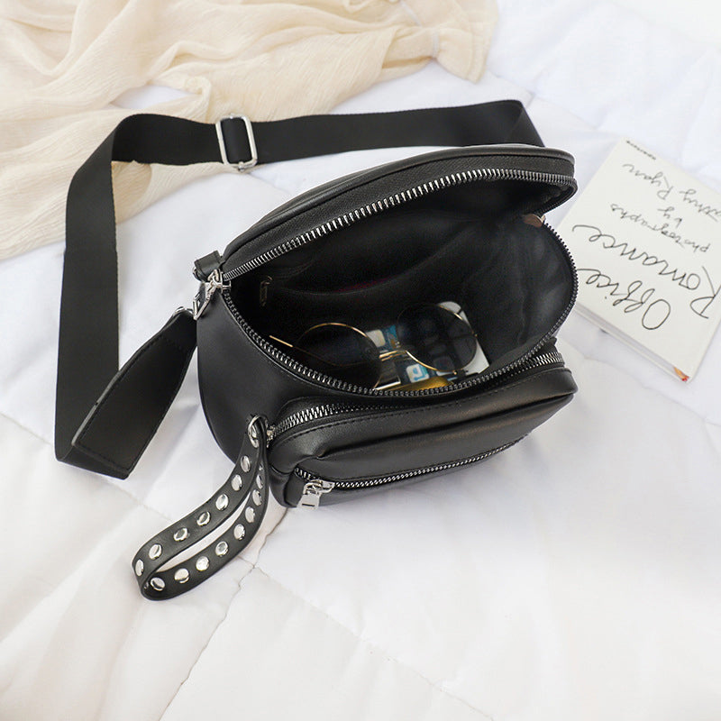 Women’s Black Studded Wristlet Boxed Zipper Crossbody Fanny Packs image 5