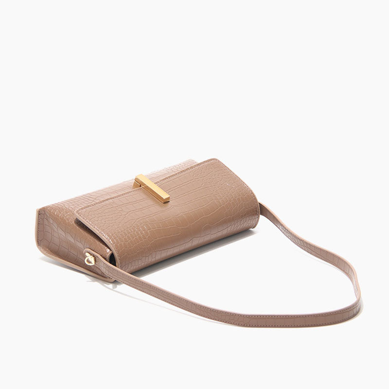 Women’s Croc Mini Baguette Bags in Brown Vegan Leather image 4