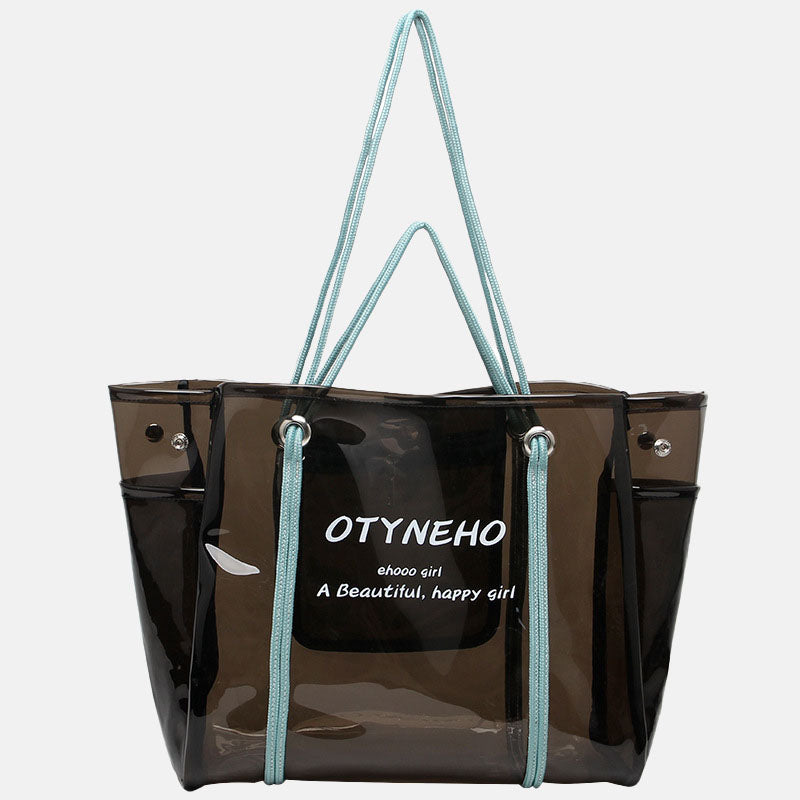 Women’s Clear PVC Letter Print Shopper Tote image 6