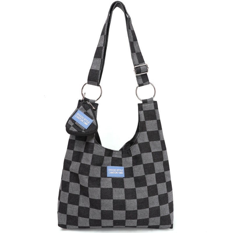 Women’s Checker Large Hobo Denim Bags image 2