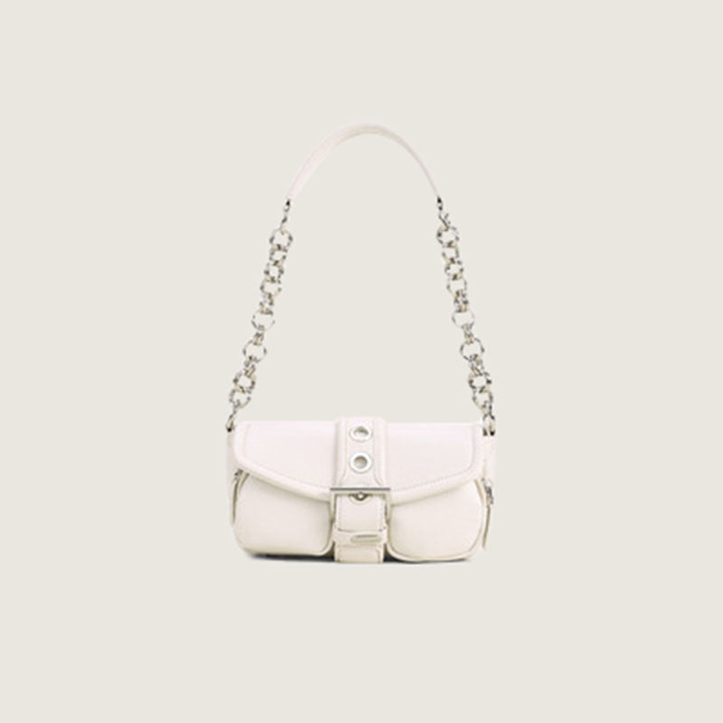 Women’s Chains Buckle Vegan Baguette Bags image 5