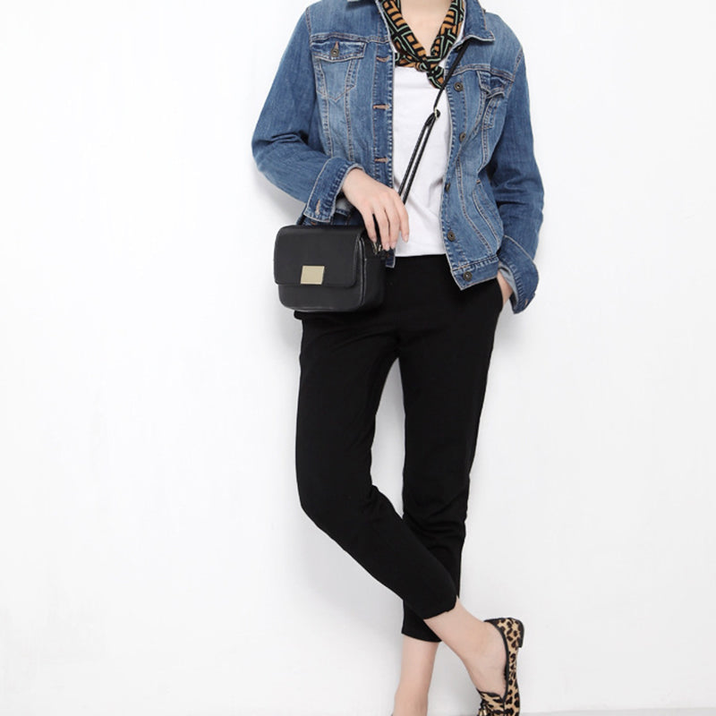 Women’s Black Flap Crossbody Bag in Vegan Leather image 6