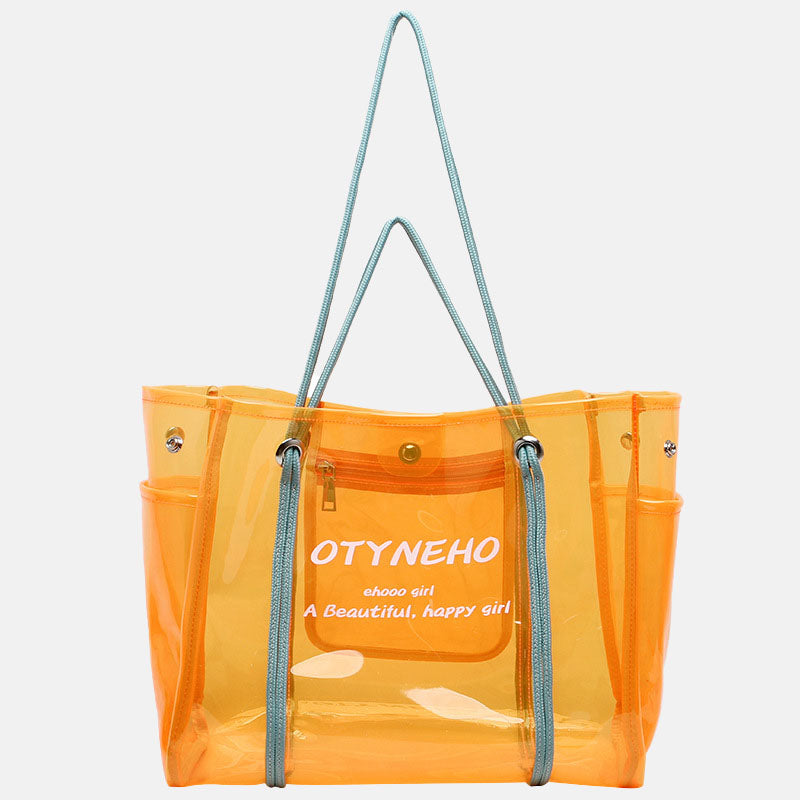 Women’s Clear PVC Letter Print Shopper Tote image 4