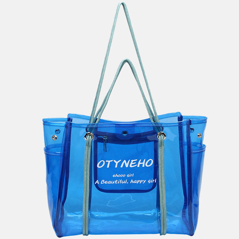 Women’s Clear PVC Letter Print Shopper Tote image 7