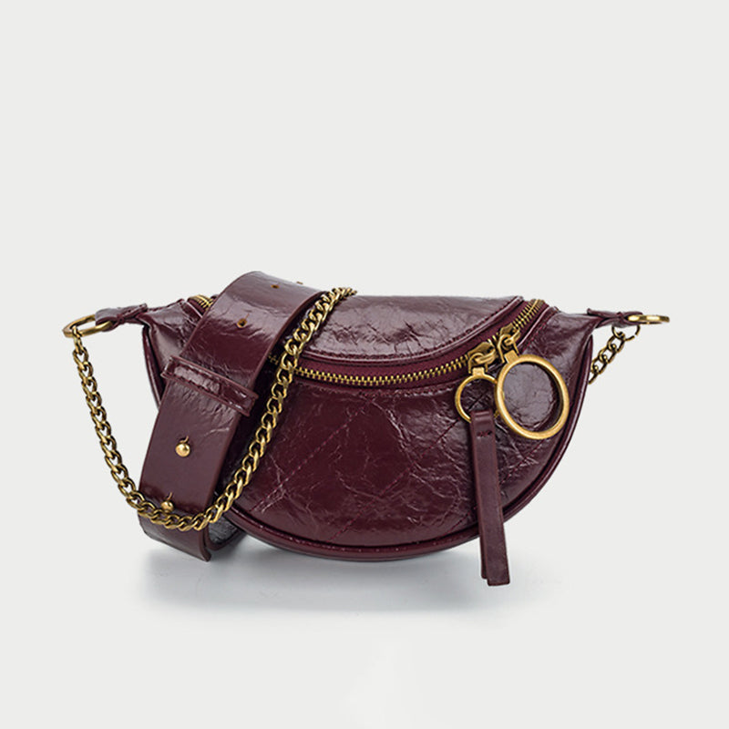 Women’s Chains Wrinkled Vegan Fanny Packs Crossbody Waist Packs image 4