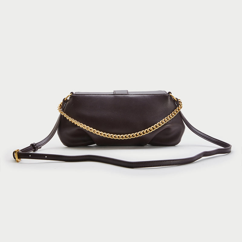 Women’s Chains Vegan Leather Baguette Bags in Coffee image 4