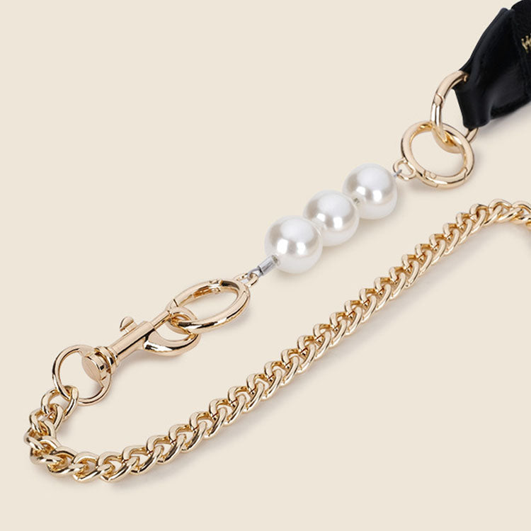 Women’s Black Sqaure Quilted Shoulder Bags with Pearls image 8