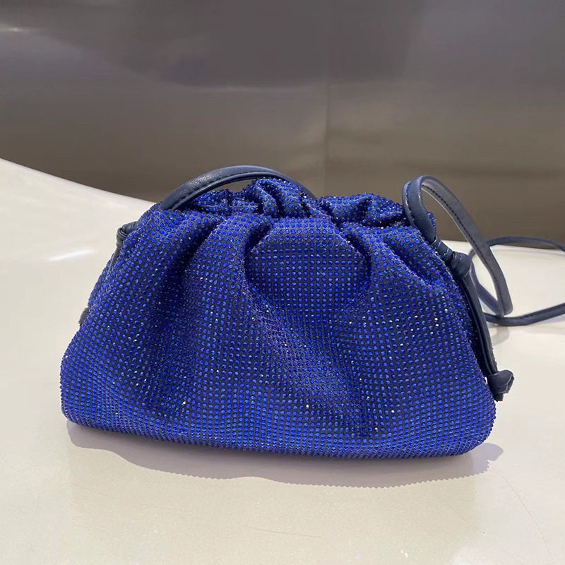 Women’s Cloud Drawstring Rhinestones Evening Clutch Bags in Genuine Leather image 7