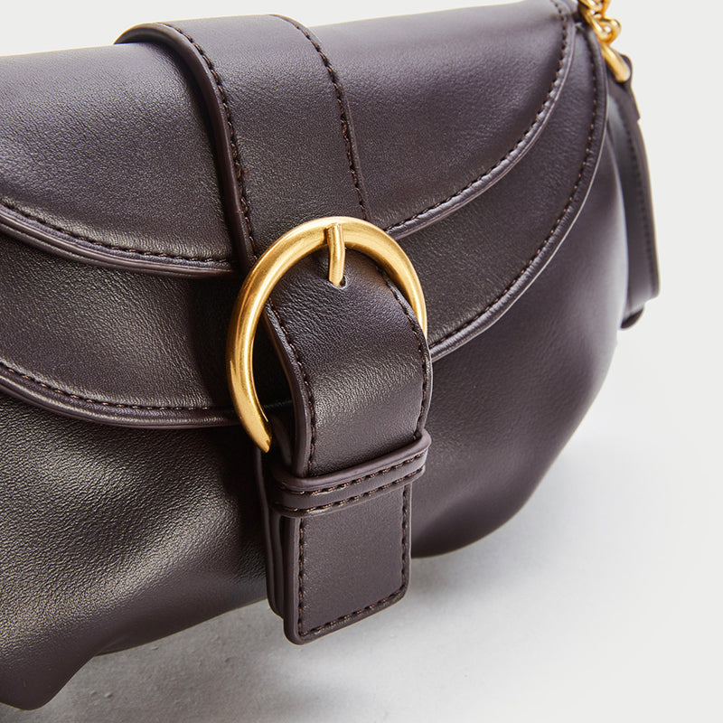 Women’s Chains Vegan Leather Baguette Bags in Coffee image 5