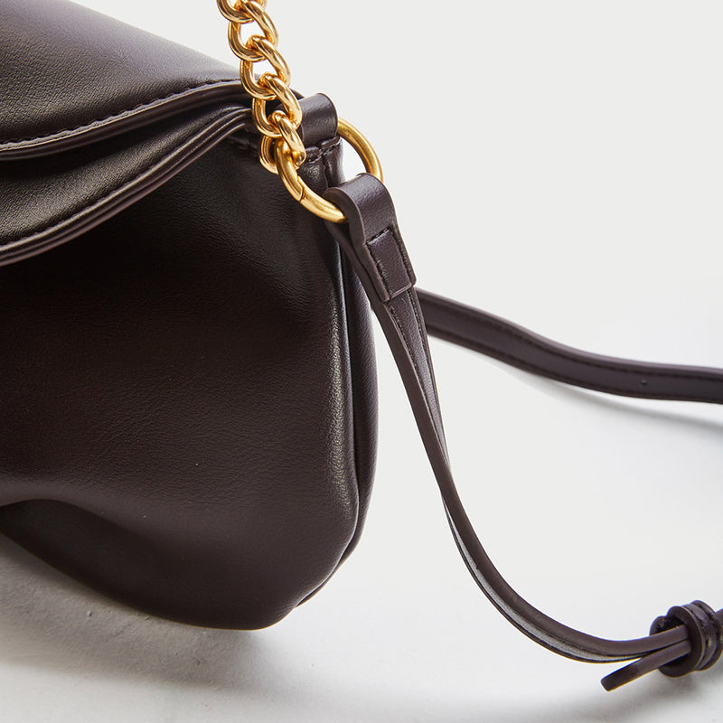 Women’s Chains Vegan Leather Baguette Bags in Coffee image 6