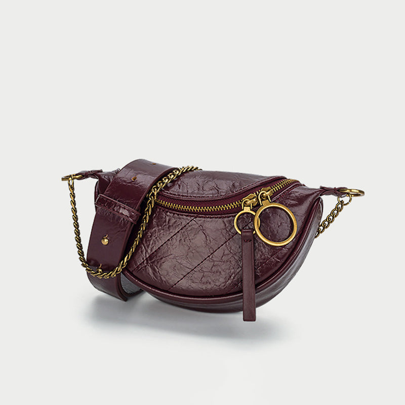 Women’s Chains Wrinkled Vegan Fanny Packs Crossbody Waist Packs image 5