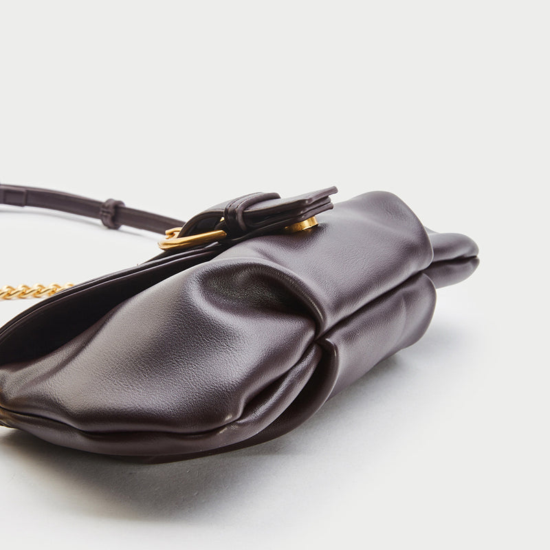 Women’s Chains Vegan Leather Baguette Bags in Coffee image 3