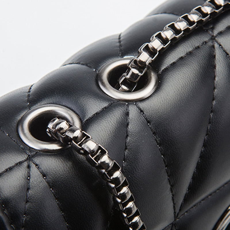 Women’s Black Quilted Crossbody Bag in Vegan Leather image 2