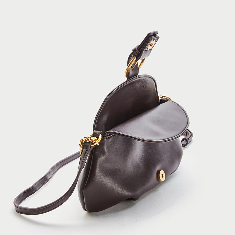 Women’s Chains Vegan Leather Baguette Bags in Coffee image 2