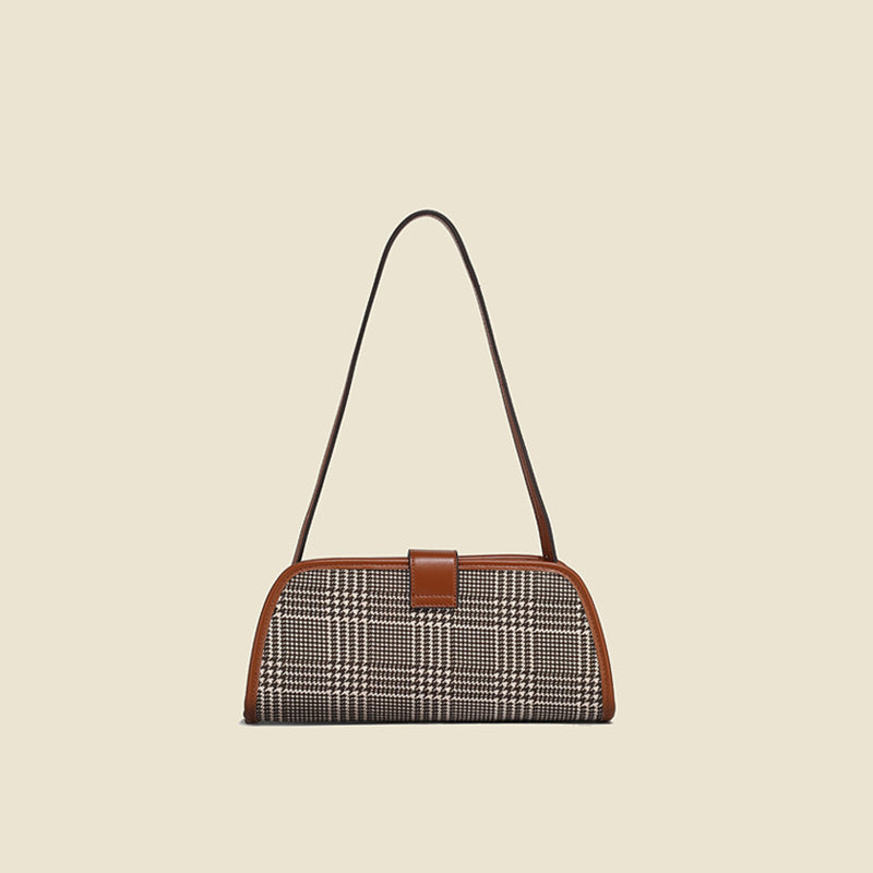 Women’s Brown Houndstooth Baguette Bags with Buckle image 4