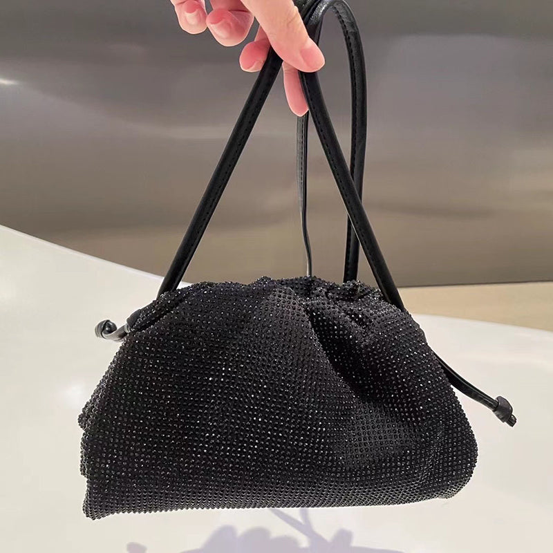 Women’s Cloud Drawstring Rhinestones Evening Clutch Bags in Genuine Leather image 10