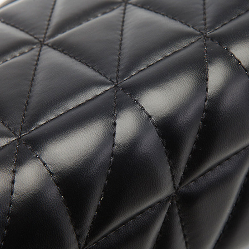 Women’s Black Quilted Crossbody Bag in Vegan Leather image 3