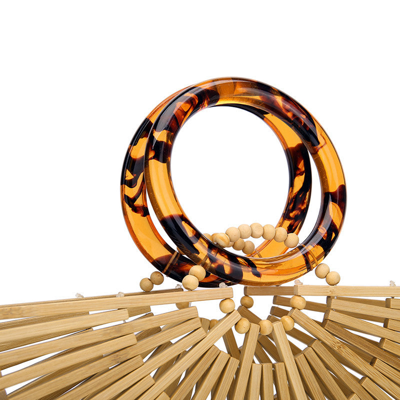 Women’s Bamboo Hollow Out Woven Beach Handbags image 8