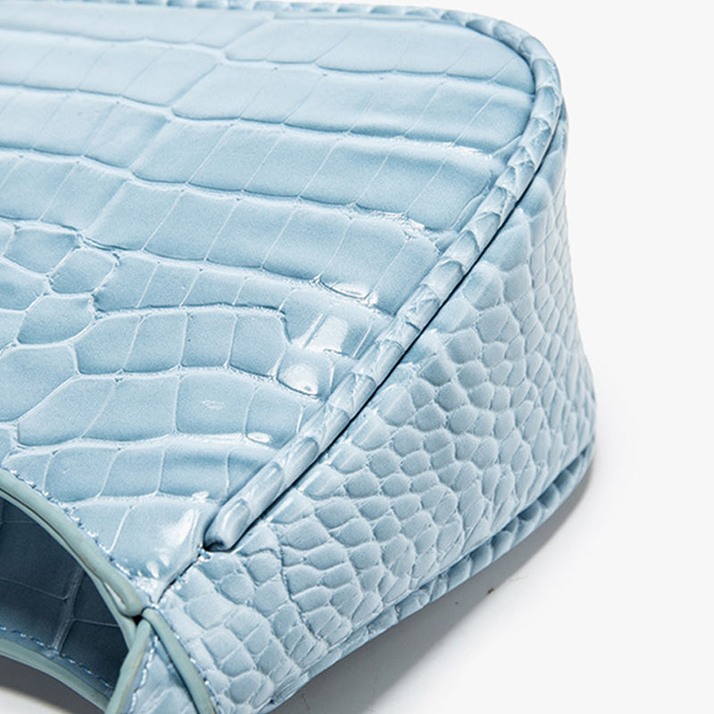 Women’s Croc Print Baguette Bag in Vegan Leather with Shoulder Strap image 5