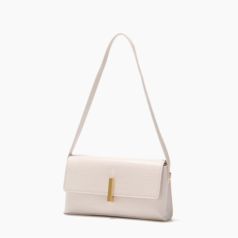Women’s Croc Mini Baguette Bags in Ivory Vegan Leather image 2