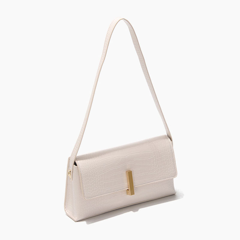 Women’s Croc Mini Baguette Bags in Ivory Vegan Leather image 3